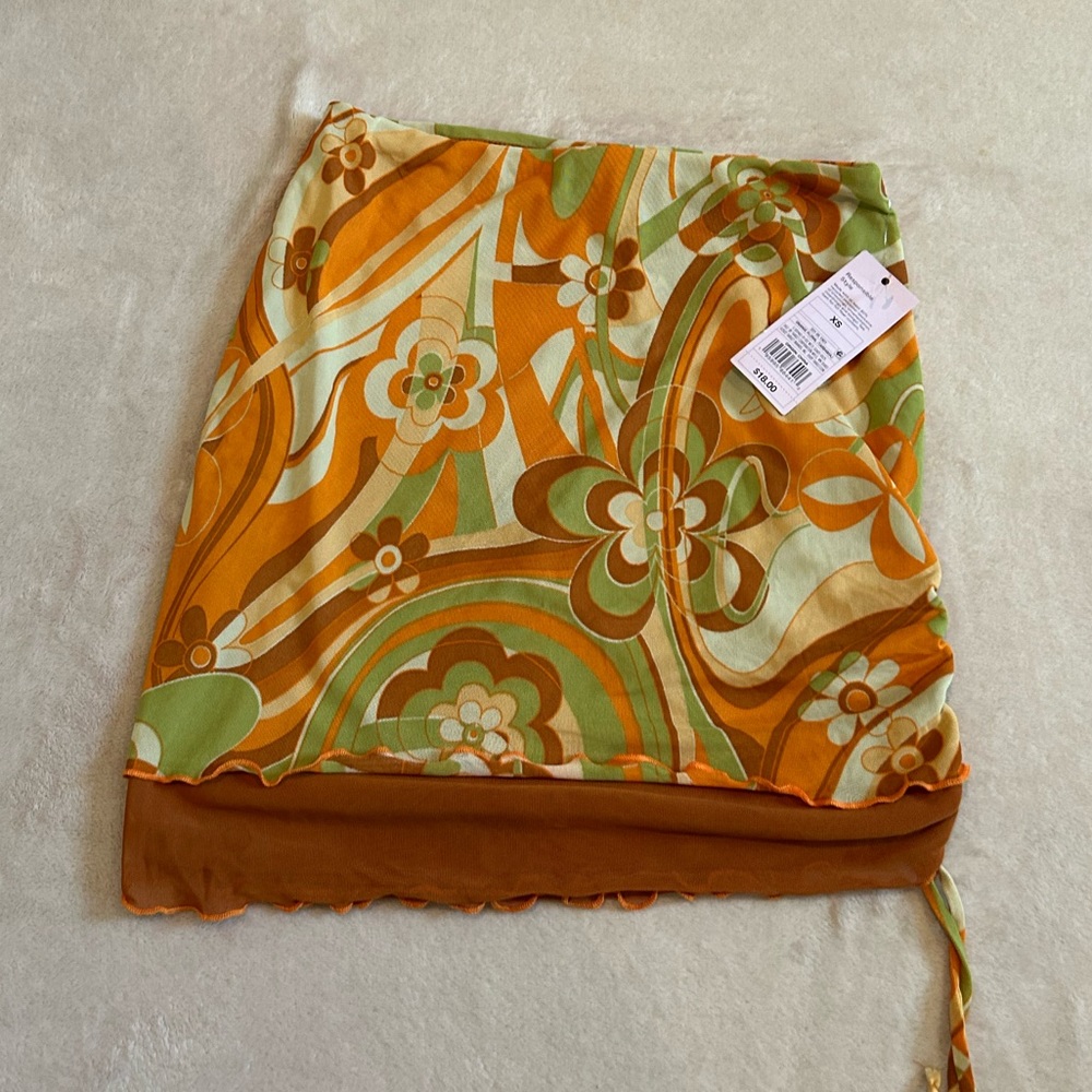 Wild Fable Orange Floral Adjustable Hippie Skirt- XS